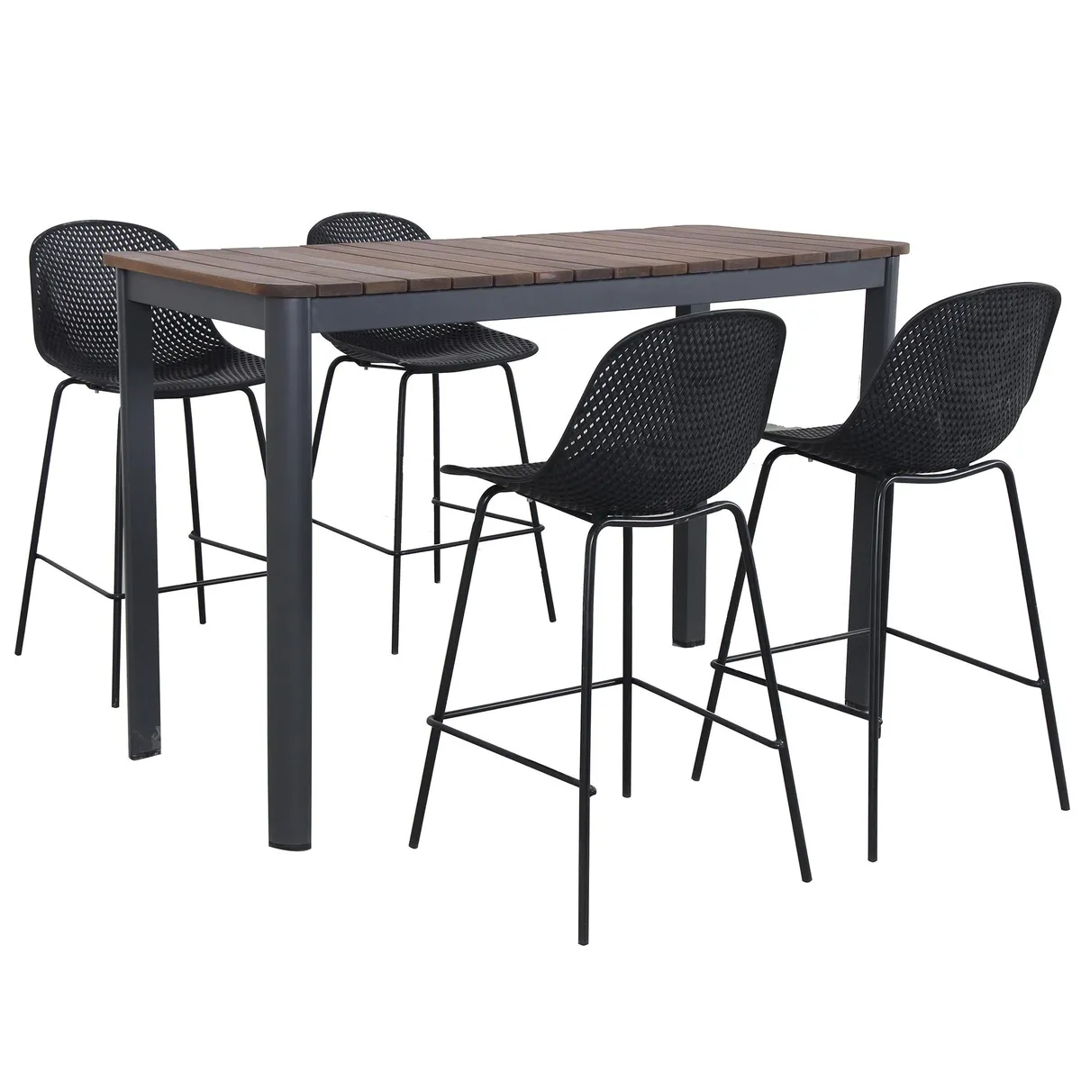 JUST HOME COLLECTION - Juego de Bar de Terraza Montpellier 4 Personas Natural; Negro