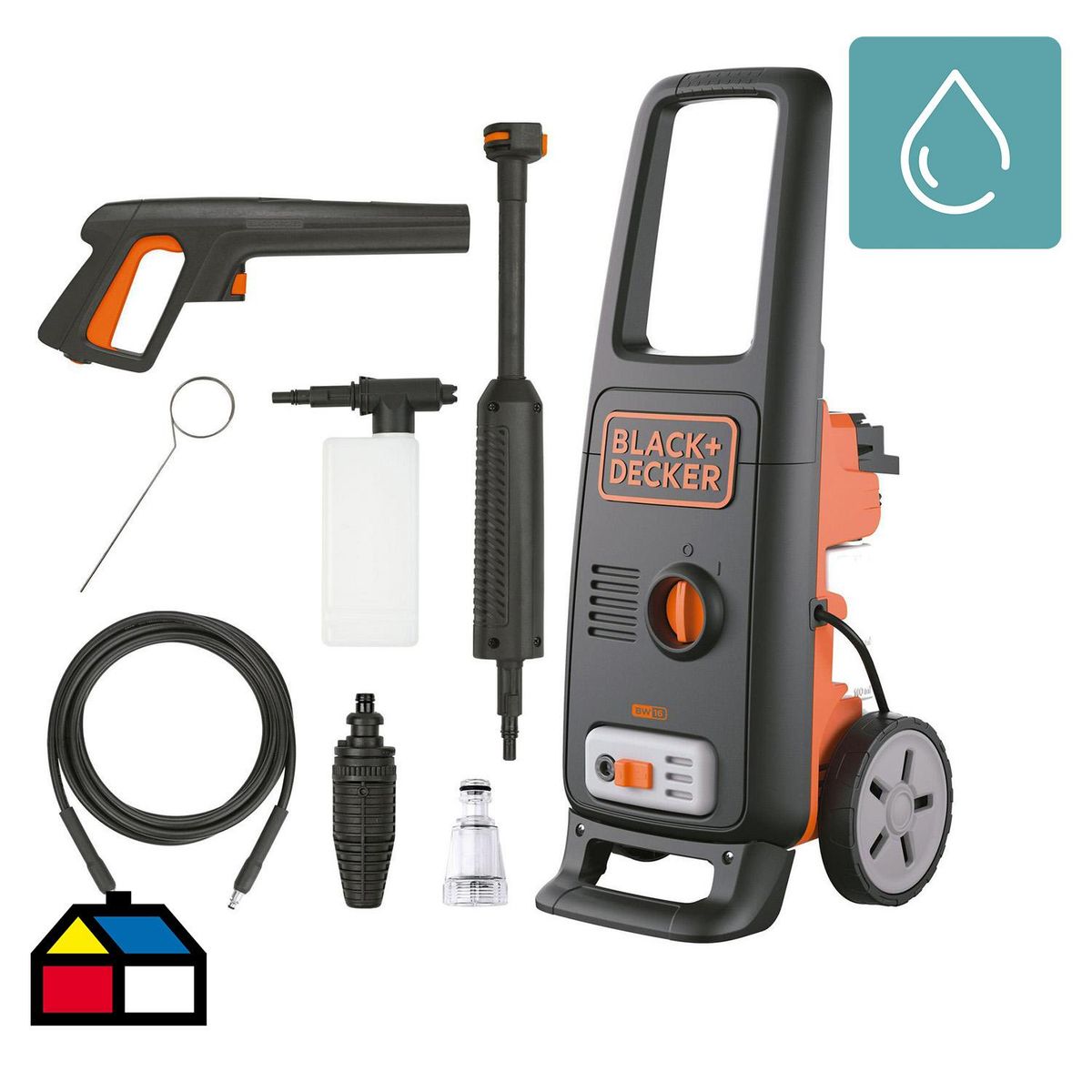 BLACK+DECKER - Hidrolavadora Eléctrica 1600 W 125 Bar BW16-B2C