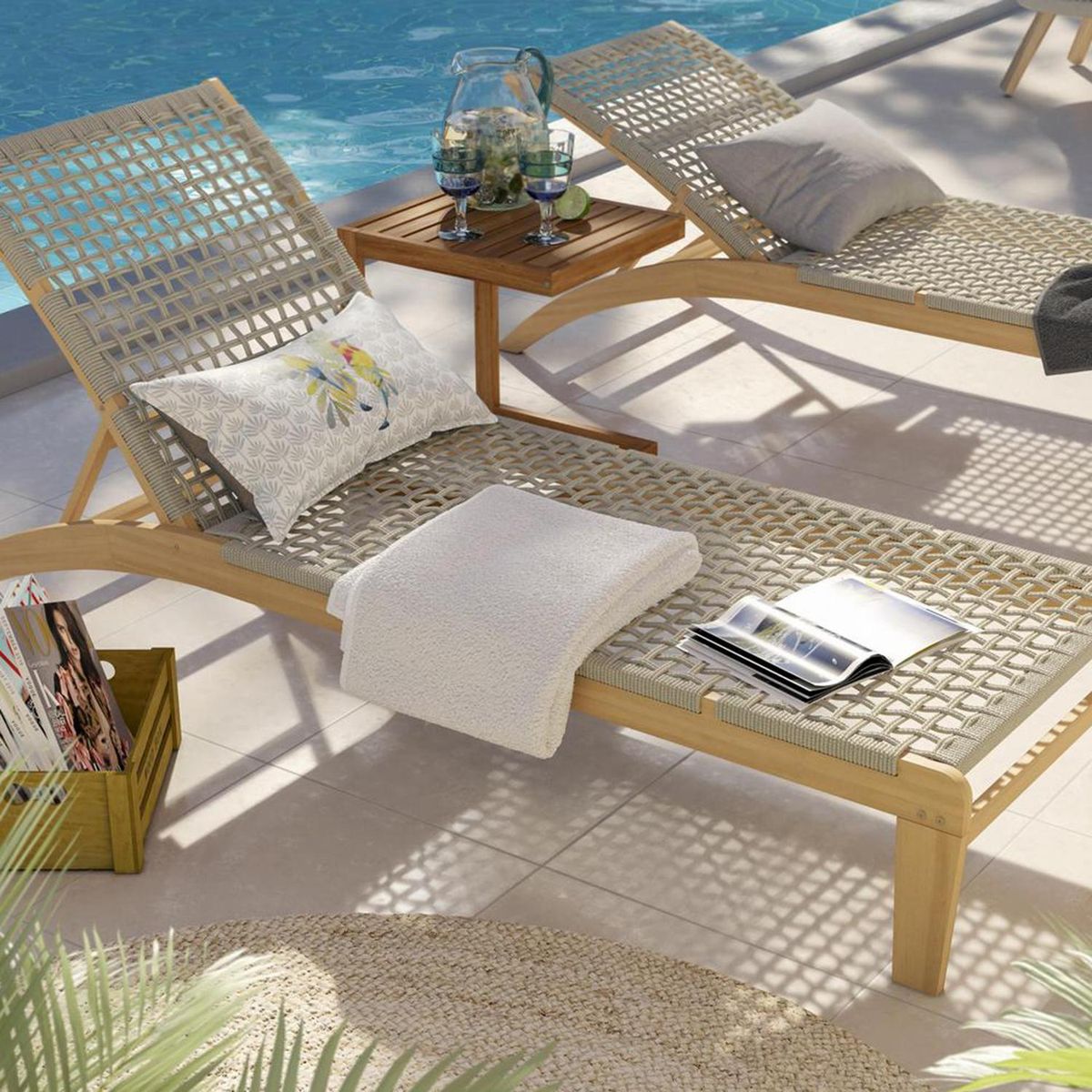 JUST HOME COLLECTION - Reposera con Posiciones Madera Natural