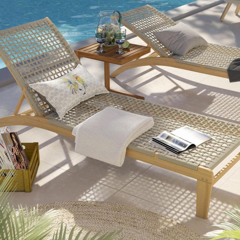 JUST HOME COLLECTION - Reposera con Posiciones Madera Natural