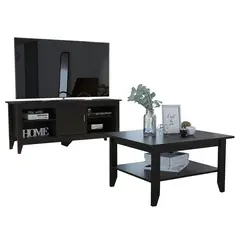 TUHOME - Rack TV 65"+ mesa de centro wengue
