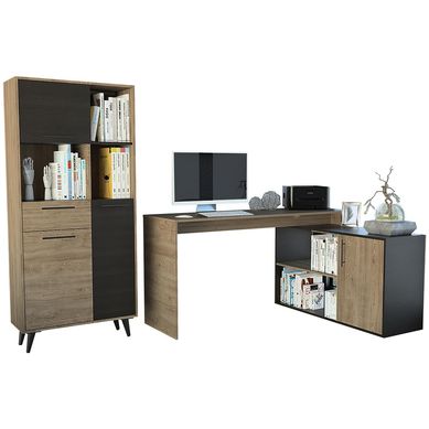 Escritorio + biblioteca miel-wengue