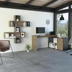TUHOME - Escritorio + Repisas Miel-Wengue
