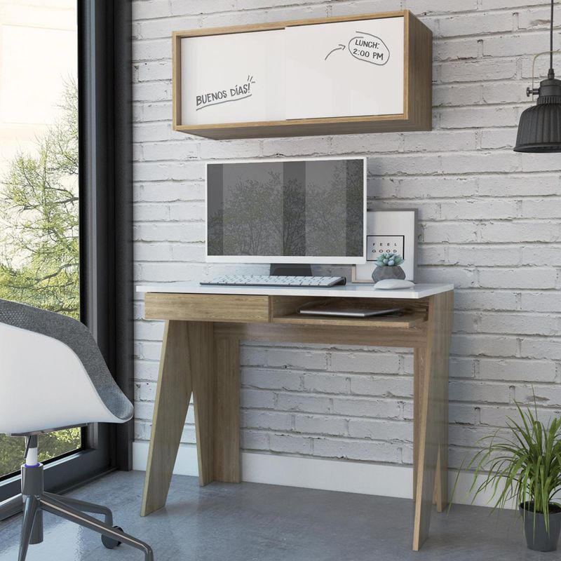 TUHOME - Escritorio + gabinete blanco-miel