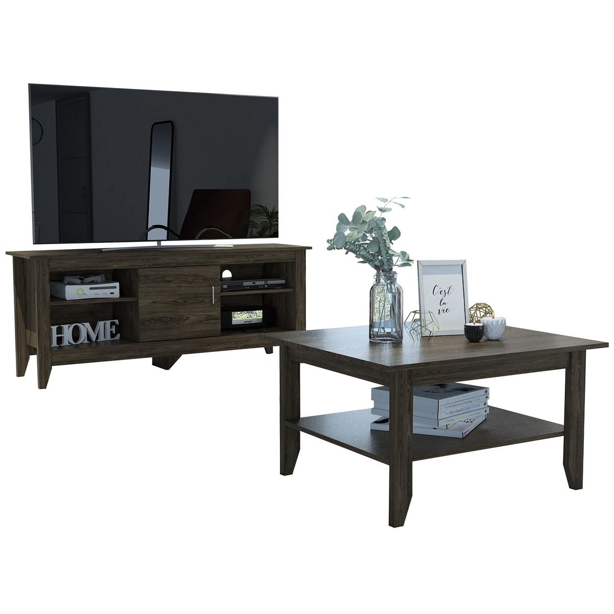 TUHOME - Rack TV 65" + mesa de centro essential-coñac