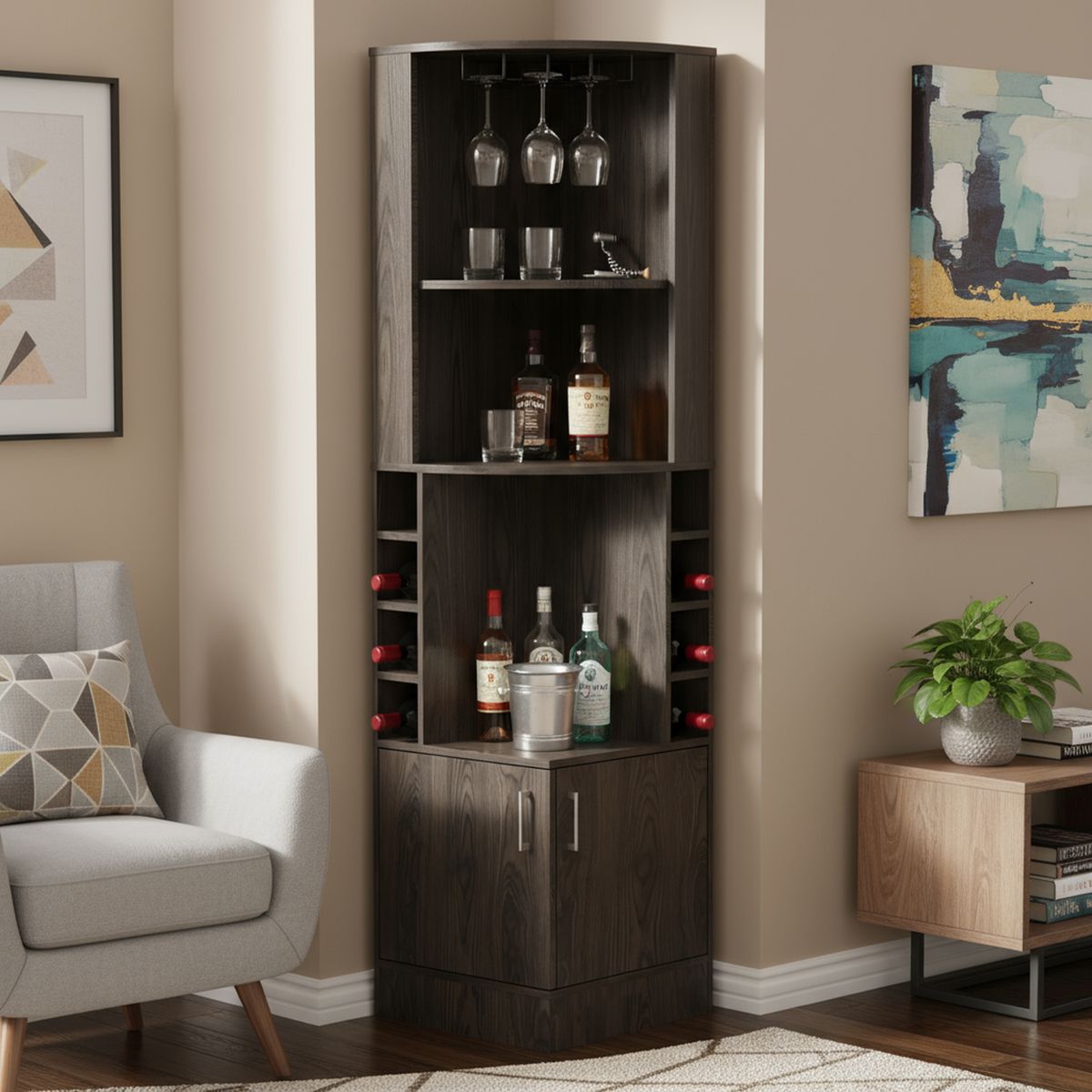 TUHOME - Bar Esquinero Kava 46.9x180.6x46.9 cm Coñac