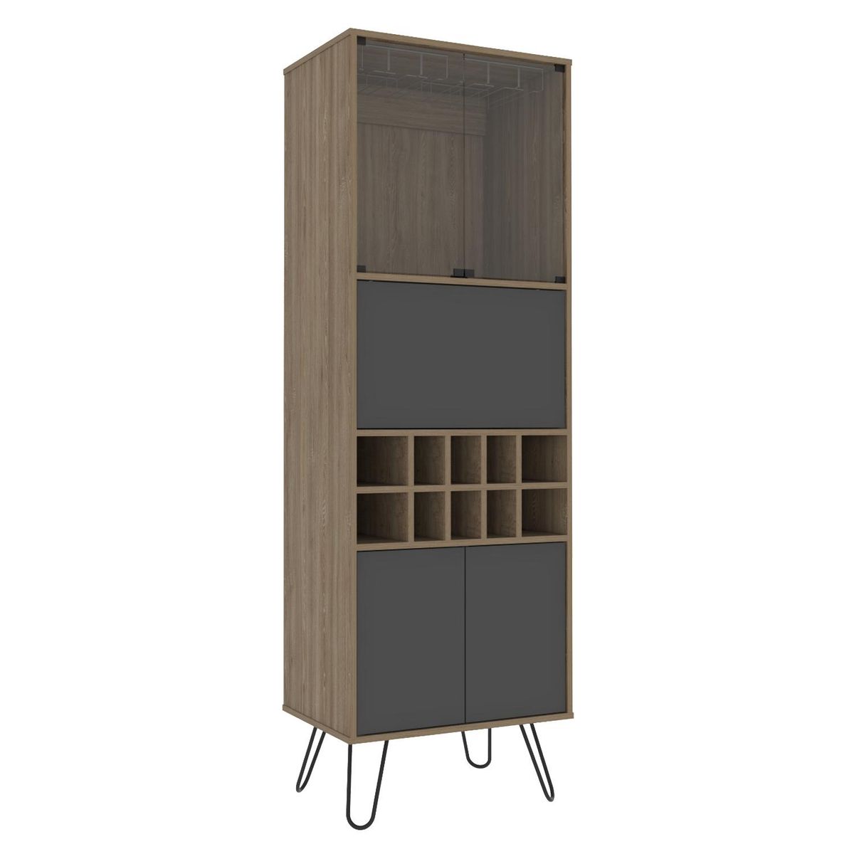 TUHOME - Bar Alto Vassel 59.6x180x40.6 cm Miel/plomo