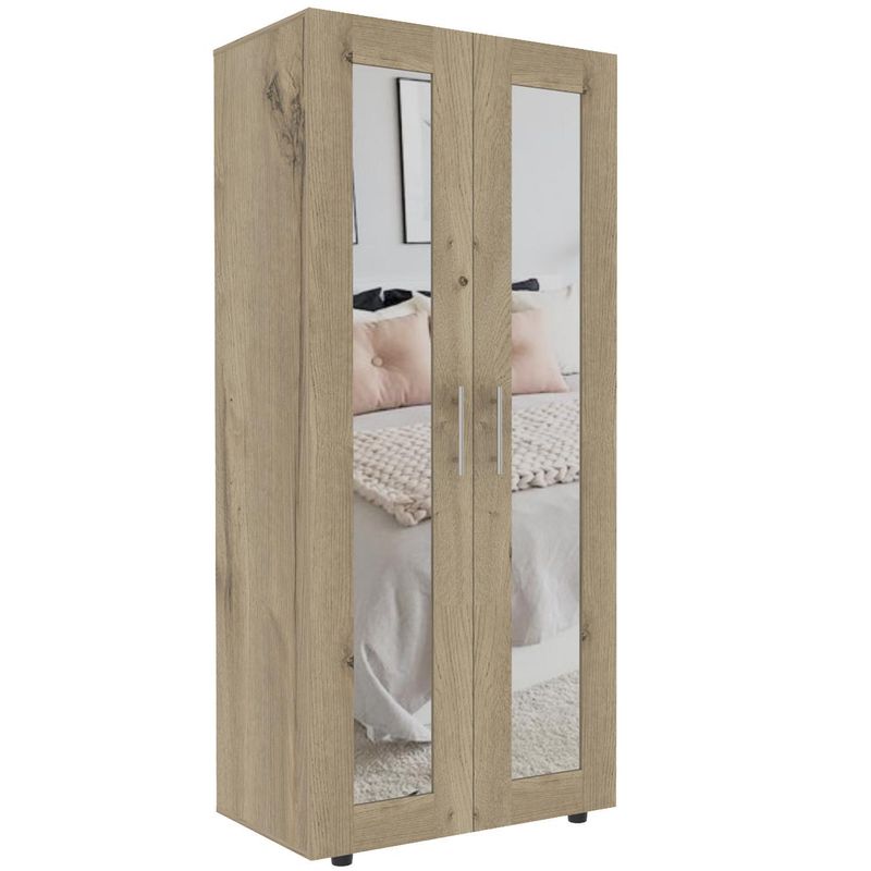 TUHOME - Clóset con Espejo 2 Puerta(s) 4 Repisa(s) 80xx48 cm Blanco