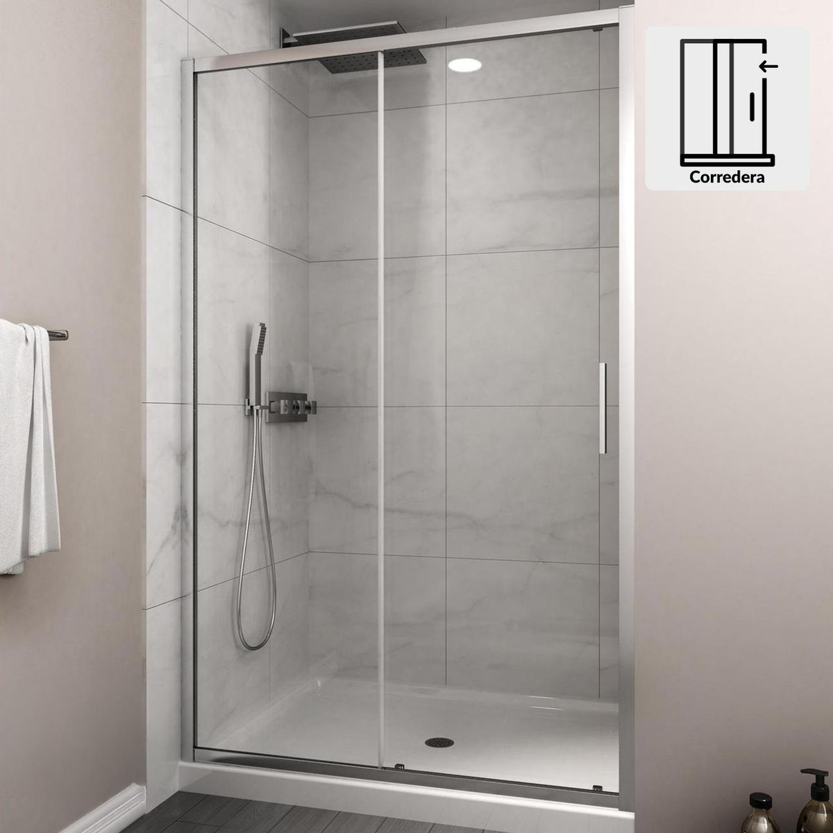 DUSCHY - Mampara Premium Corredera Frontal 1600x1900 6mm Easy Clean