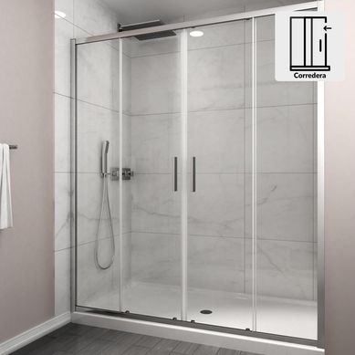 Mampara Corredera Apertura Frontal 1600x1900 6mm Easy Clean
