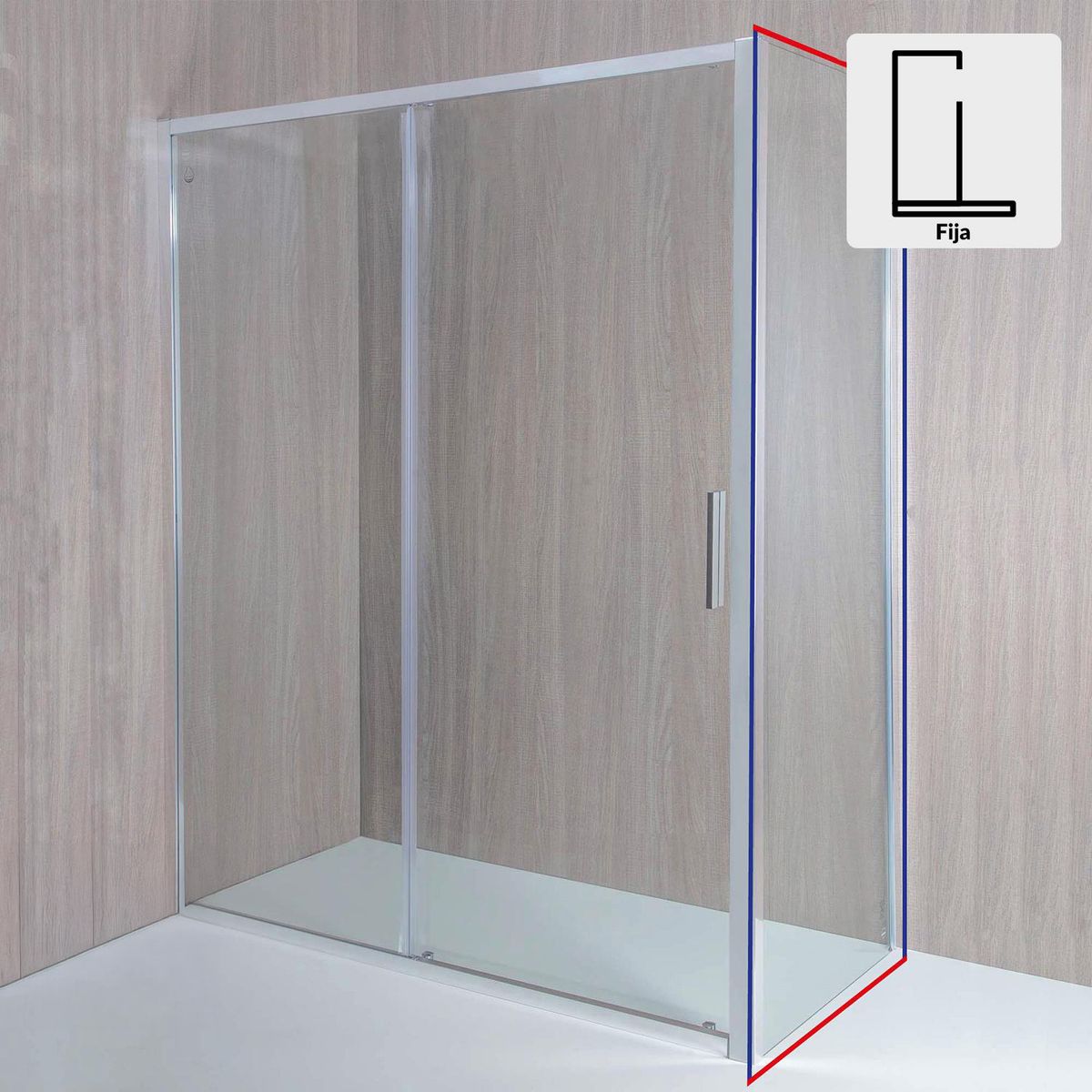 DUSCHY - Mampara fija para Puerta corredera 800x800x1900 6mm easy clean