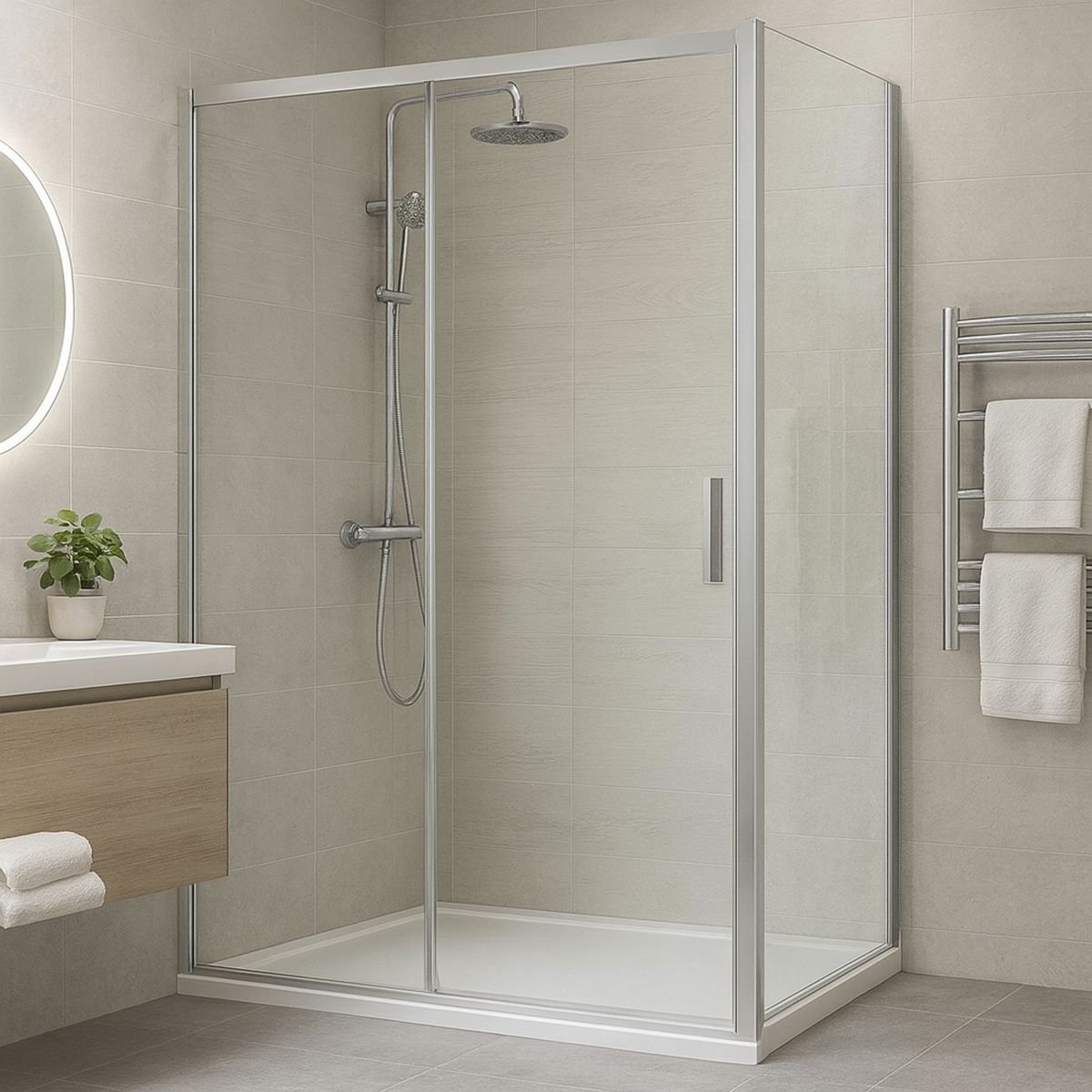 DUSCHY - Mampara fija para Puerta corredera 800x800x1900 6mm easy clean