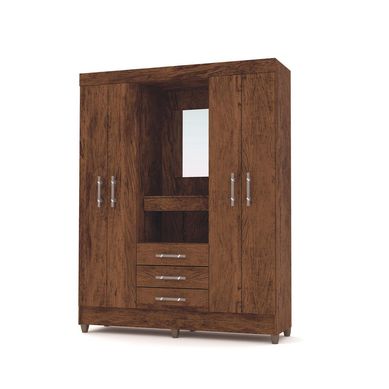Clset 4 puertas 3 cajones rstico 207x162x47 cm