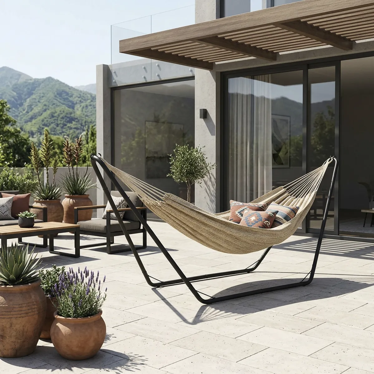 Base Hamaca 300x72 cm Metal Negra, marca JUST HOME COLLECTION - Foto 2