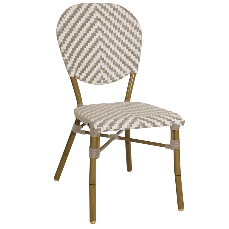Silla de terraza Paris. tabaco/beige