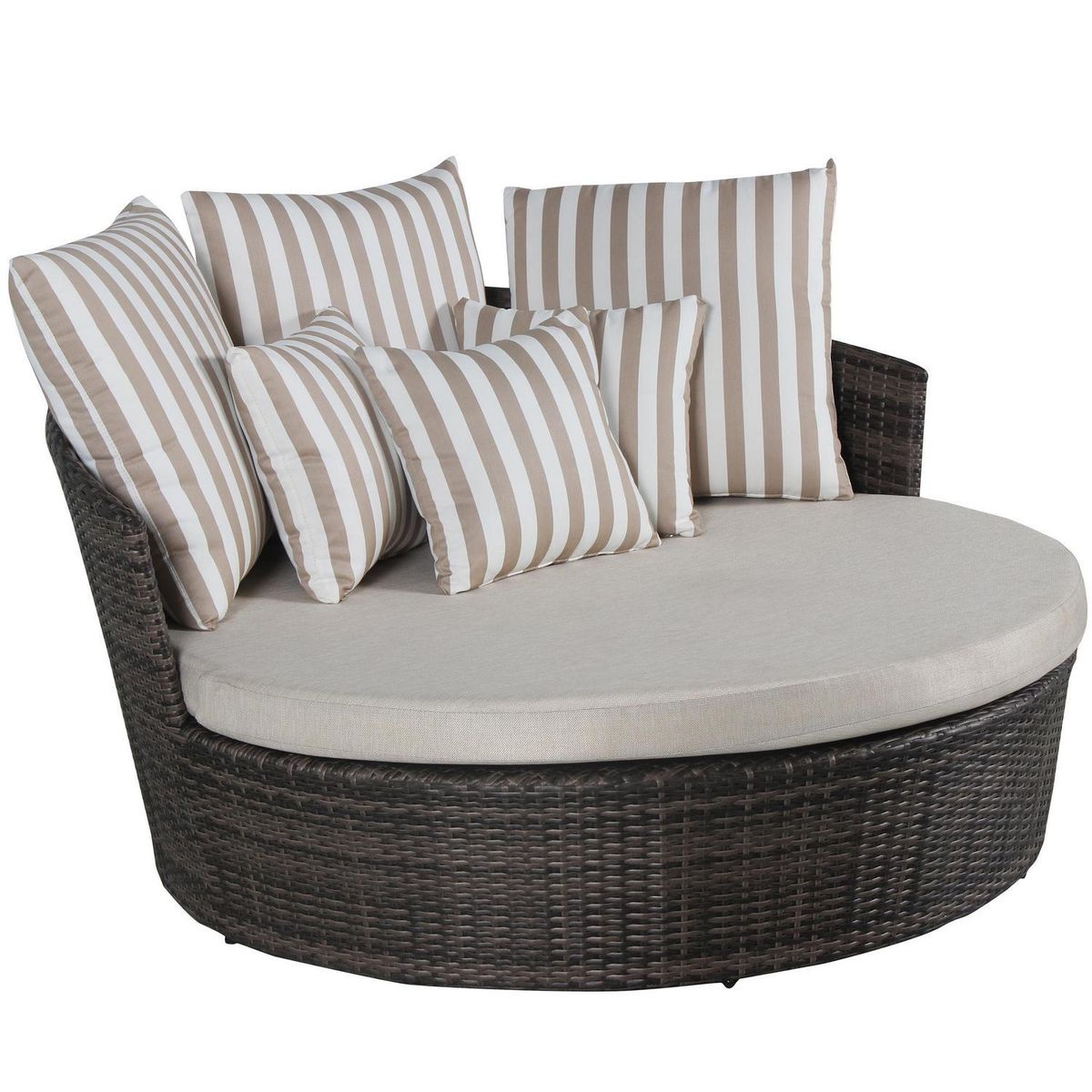 JUST HOME COLLECTION - Reposera Redonda con Cojines Rattan Sintético Café