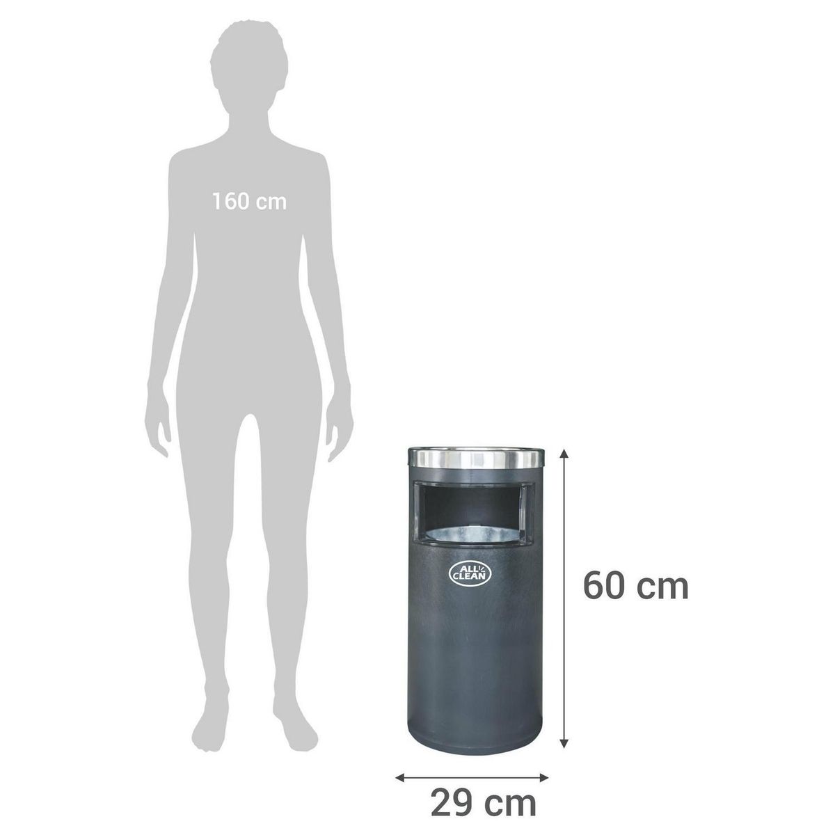 ALL CLEAN - Basurero 8 Litros Metal Negro