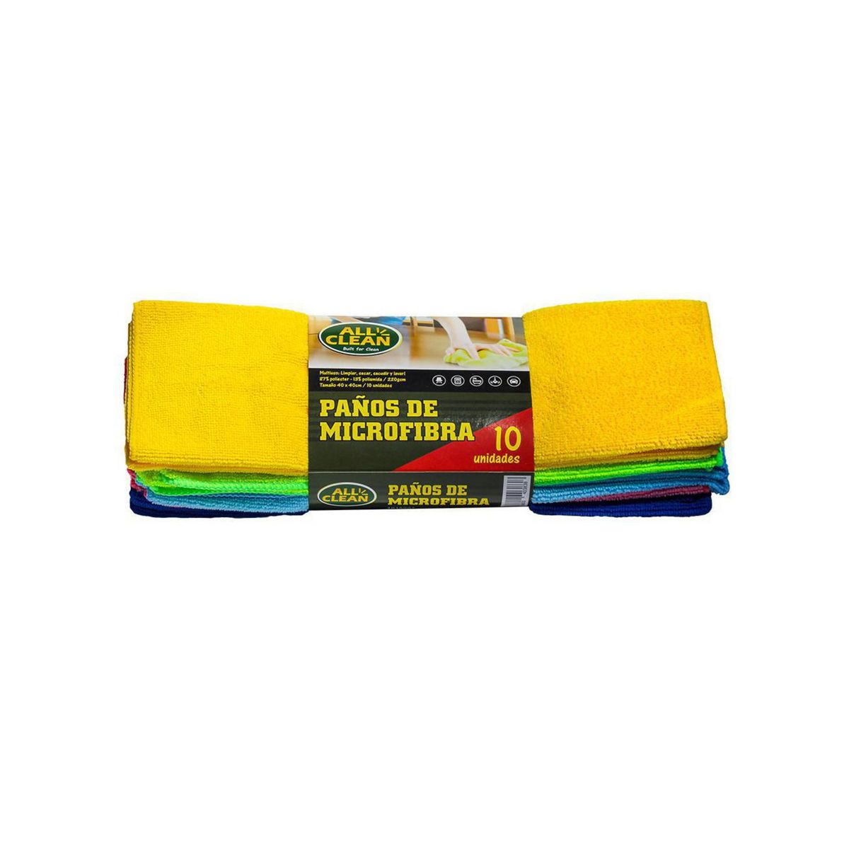 ALL CLEAN - Set de Paños All Clean 45x43 cm Multicolor 10 Unidades