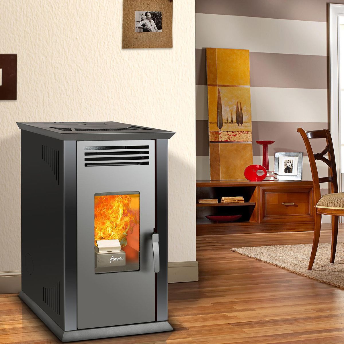 AMESTI - Estufa Pellet Italy 8100 Negro Negro