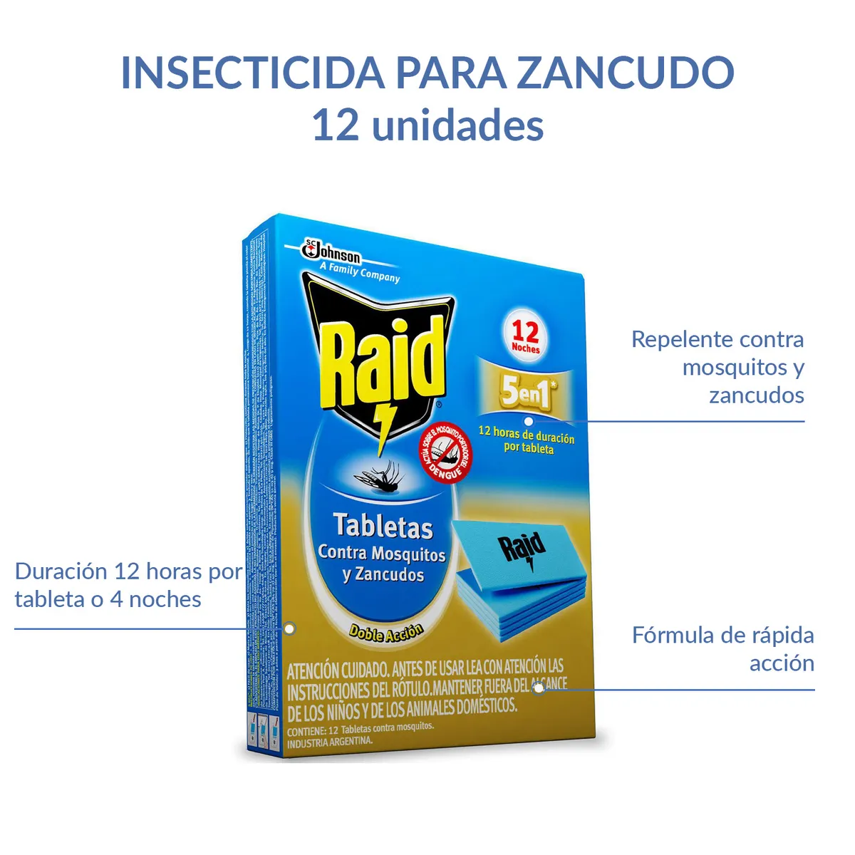 RAID - Insecticida para zancudo en tabletas 12 unidades