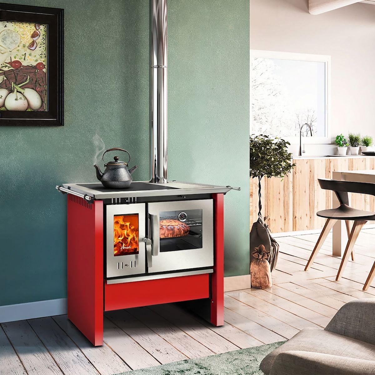 AMESTI - Cocina a Leña 1 Platos Rojo Allegra