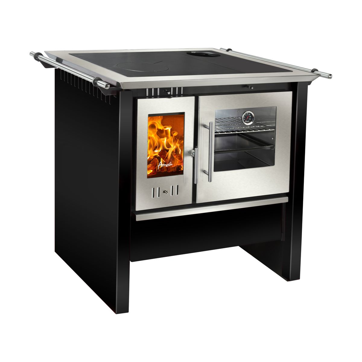 AMESTI - Cocina a Leña 1 Platos Negra Allegra Inox Negra