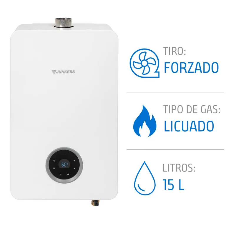 Calefont 15 Litros Gas Licuado Tiro Forzado Microturbina