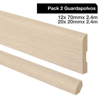 Pack2 guardapolvos 12x70mm +2 cuarto rodn 20x20mm MDF Roble Castellon