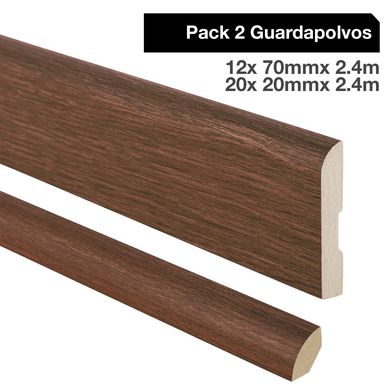 Pack 2 guardapolvos 12x70mm + 2 cuarto rodn 20x20mm MDF Merbau
