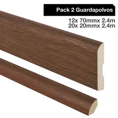 MAFORSA - Pack 2 guardapolvos 12x70mm + 2 cuarto rodón 20x20mm MDF Merbau