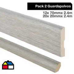 MAFORSA - Pack 2 guardapolvos 12x70mm + 2 cuarto rodón 20x20mm MDF Ceniza Atenas