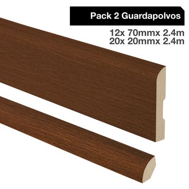 Pack 2 guardapolvos 12x70mm + 2 cuarto rodn 20x20mm MDF Walnut
