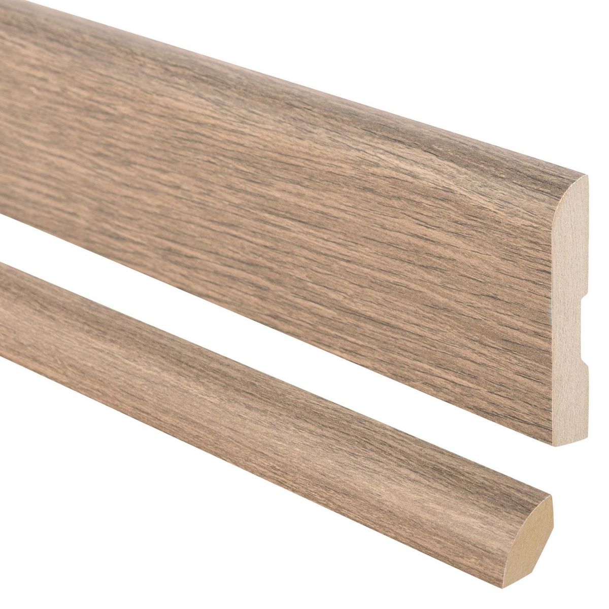 MAFORSA - Pack 2 guardapolvos 12x70mm + 2 cuarto rodón 20x20mm MDF Roble Crudo