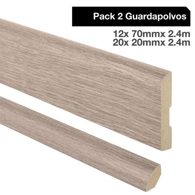 Pack 2 guardapolvos 12x70mm + 2 cuarto rodn 20x20mm MDF Ligth Langley