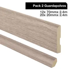 MAFORSA - Pack 2 guardapolvos 12x70mm + 2 cuarto rodón 20x20mm MDF Ligth Langley