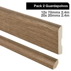 MAFORSA - Pack 2 guardapolvos 12x70mm + 2 cuarto rodón 20x20mm MDF Eucalipto