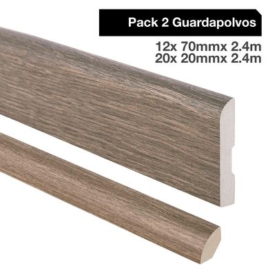 Pack 2 guardapolvos 12x70mm + 2 cuarto rodn 20x20mm MDF Roble Grafito