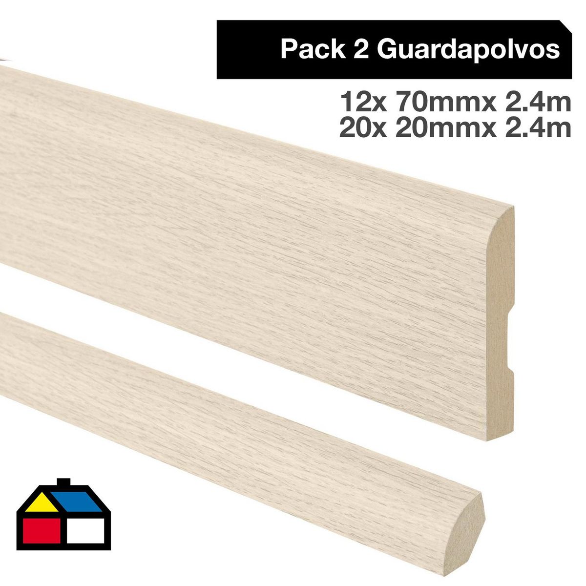 MAFORSA - Pack 2 guardapolvos 12x70mm + 2 cuarto rodón 20x20mm MDF Mandala