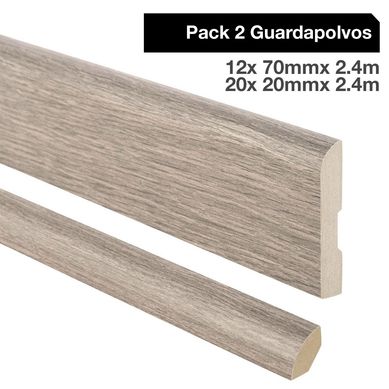 Pack 2 guardapolvos 12x70mm + 2 cuarto rodn 20x20mm MDF Kobe Latte