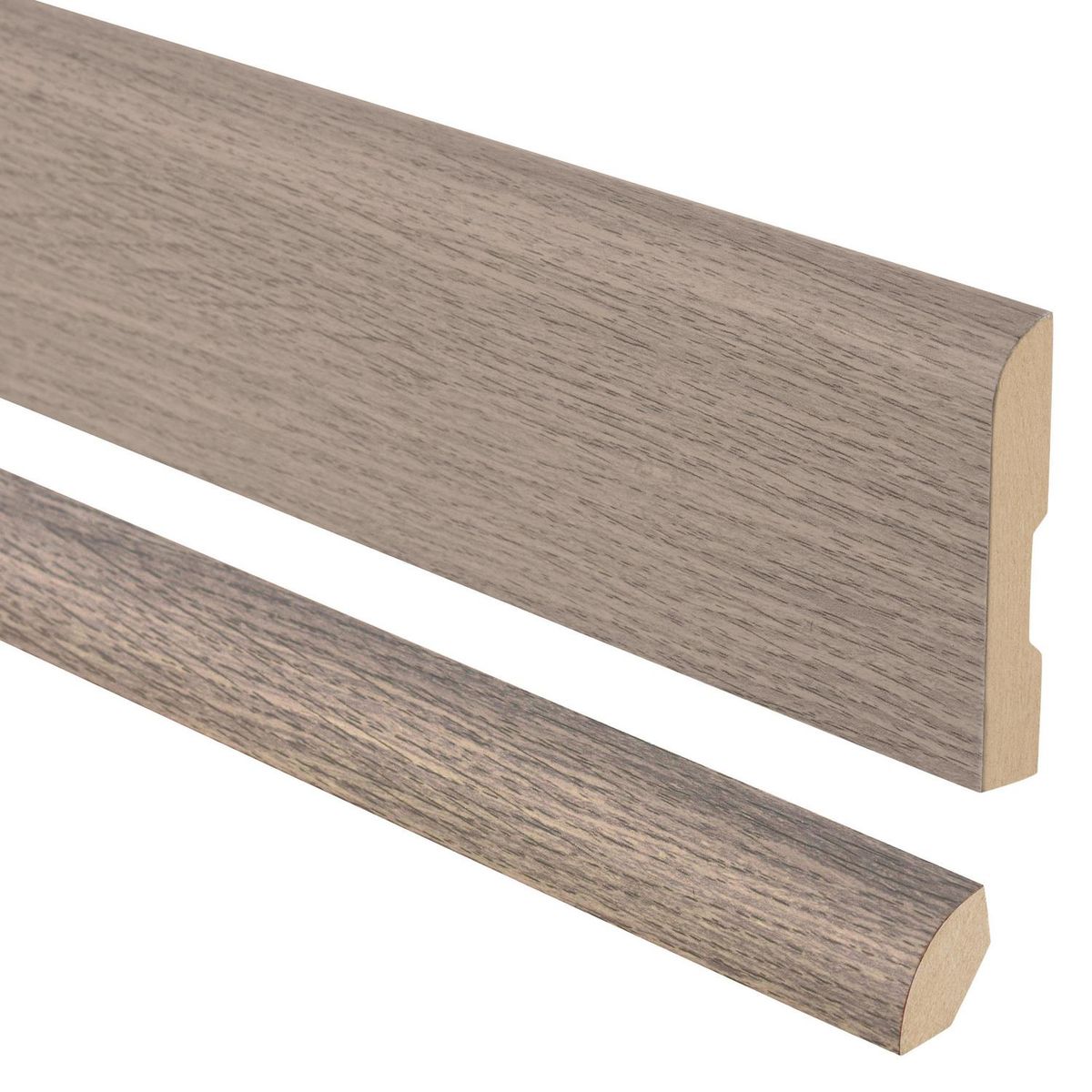 MAFORSA - Pack 2 guardapolvos 12x70mm + 2 cuarto rodón 20x20mm MDF Gris Ceniza