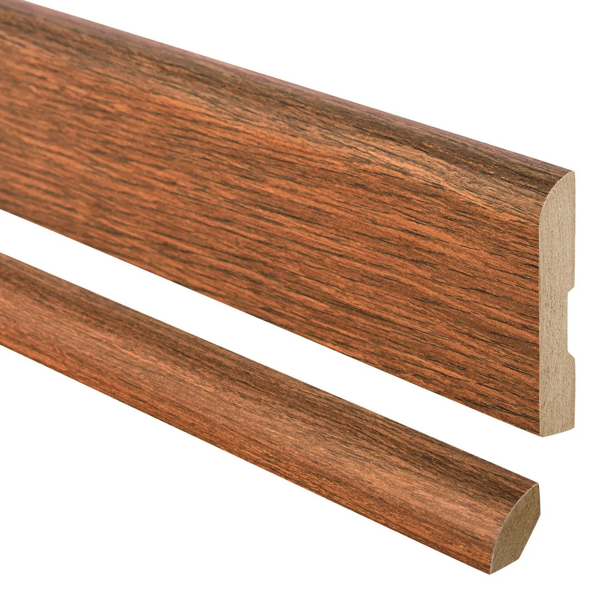 MAFORSA - Pack 2 guardapolvos 2,4 m 12x70 mm + 2 cuarto rodón 2,4 m 20x20 mm MDF Cerezo