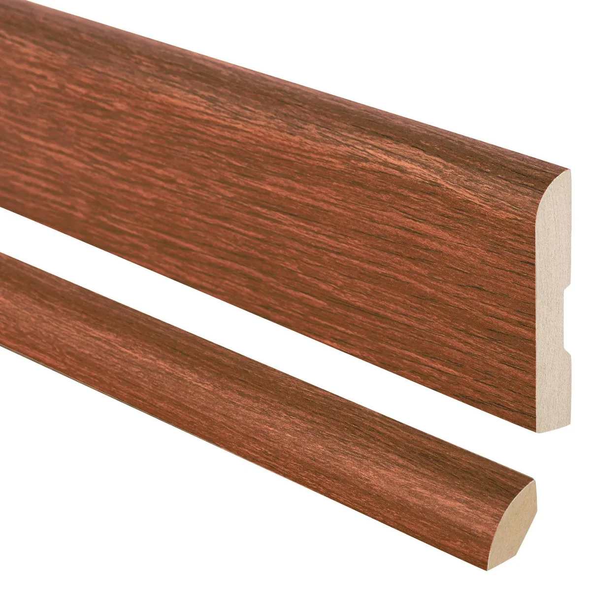 MAFORSA - Pack 2 guardapolvos 12x70mm + 2 cuarto rodón 20x20mm MDF Cedro Rojo