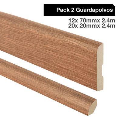Pack 2 guardapolvos 12x70mm + 2 cuarto rodn 20x20mm MDF Cerezo Peral