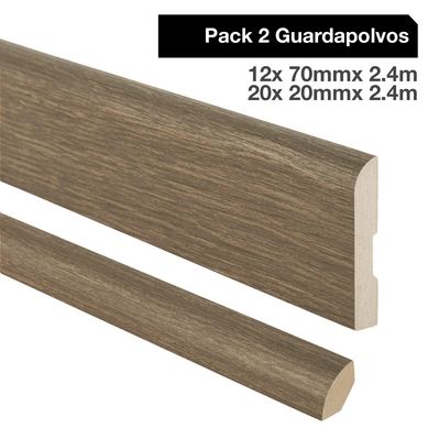 Pack 2 guardapolvos 12x70mm + 2 cuarto rodn 20x20mm MDF Caramel Oak