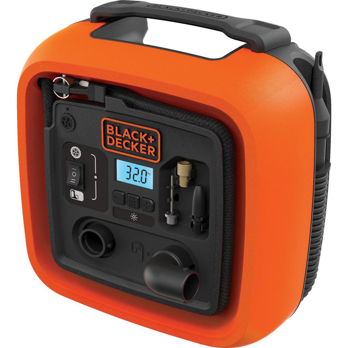 BLACK+DECKER - Compresor de Aire Digital Black+decker 12v 160 Psi para Auto Naranjo