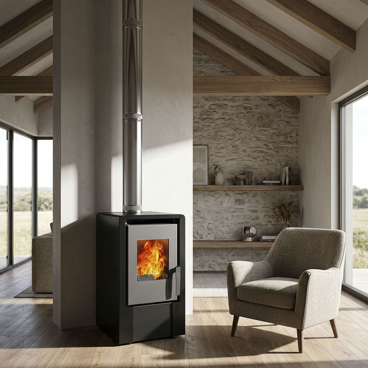 AMESTI - Estufa Pellet Italy 6100 Negro