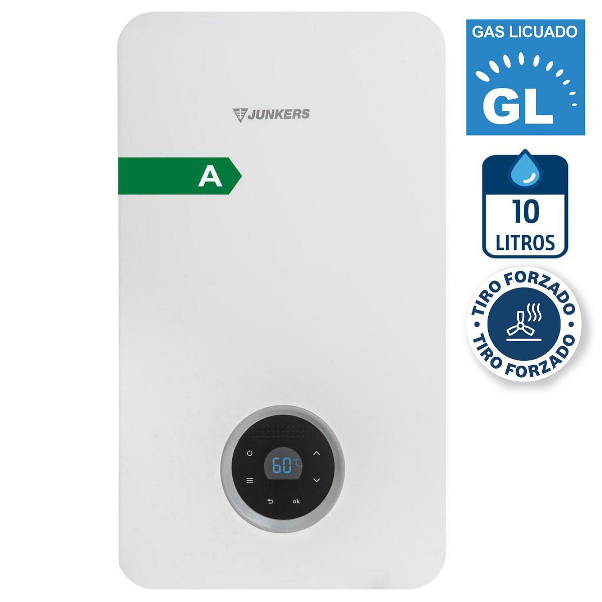 JUNKERS - Calefont Gas Licuado 10 Litros Tiro Forzado Microturbina