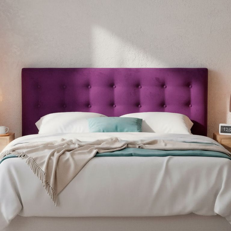 Respaldo botone felpa 1,5 plazas morado