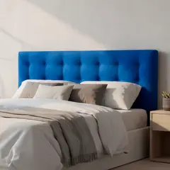 BODEVIR - Respaldo botone felpa 1,5 plazas azul rey