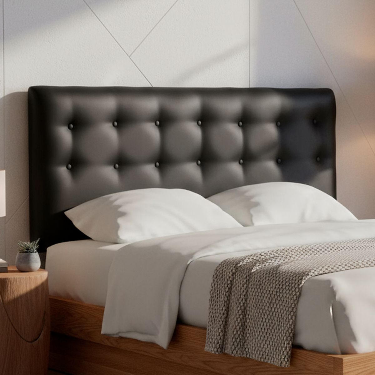 BODEVIR - Respaldo botone PU 1,5 plazas negro